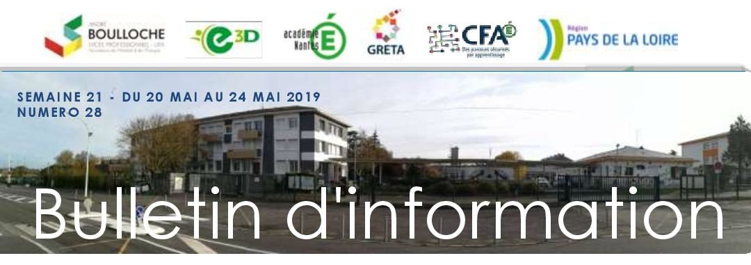 Bulletin d’information n°28 : semaine du 20/05 au 24/05