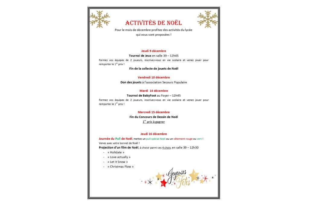 Activités de Noël