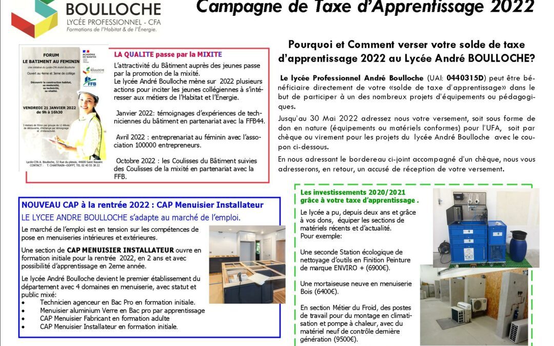 Campagne Taxe d’apprentissage 2022