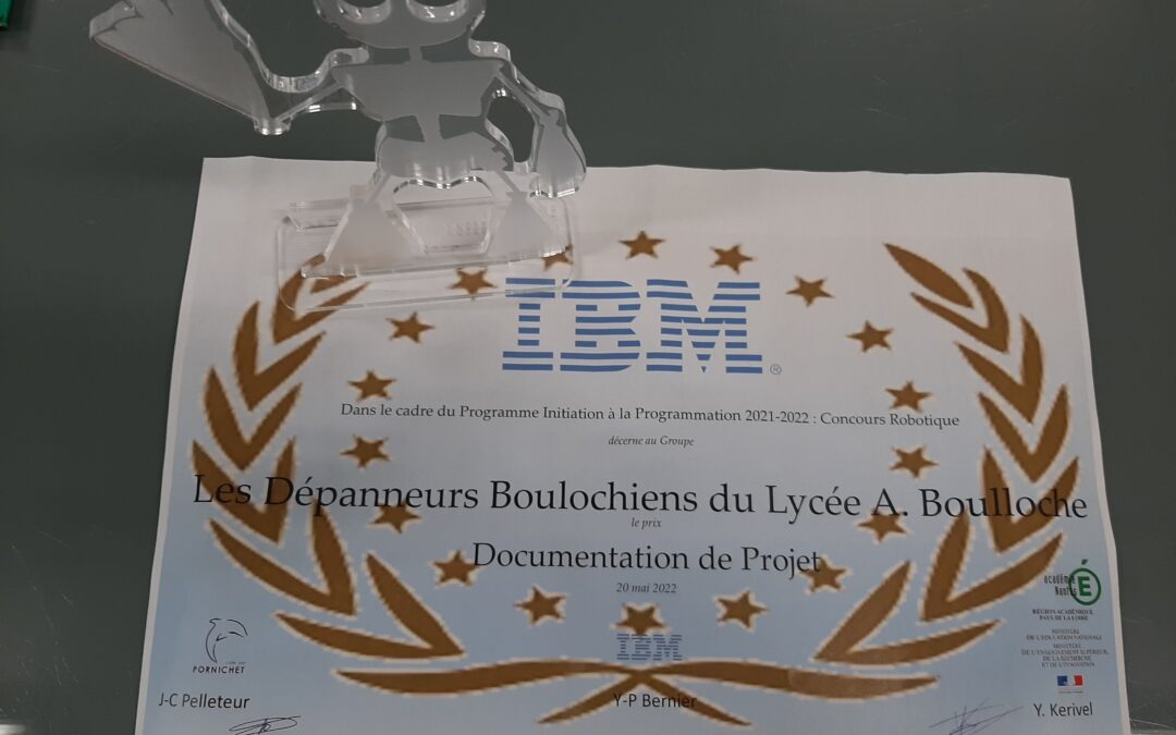 Concours robotique IBM : Un groupe de 3Prépa-Métiers gagne un prix !